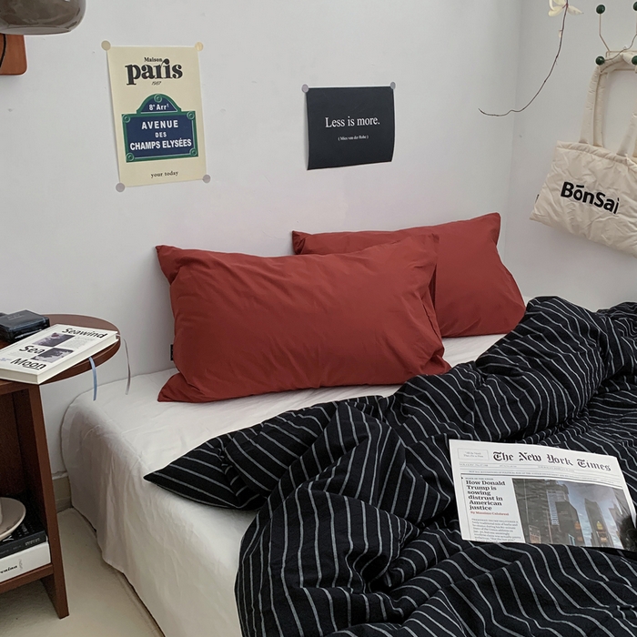 91家纺网 家纺一手货源 找家纺 柚可家居 2024新款40支色织全棉水洗棉三拼四件套 加德纳