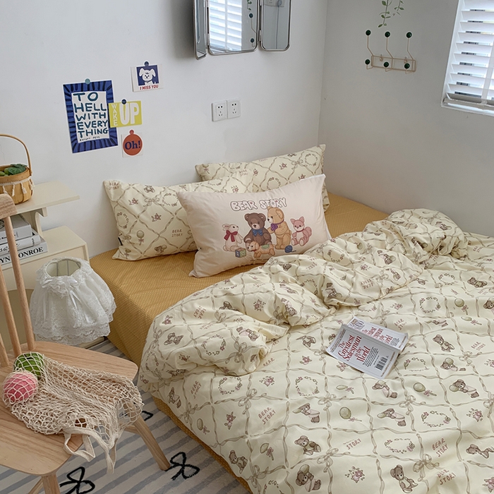 （总）柚可家居 2024新款40支纯棉活性印花四件套-小熊系列-实拍图第二组