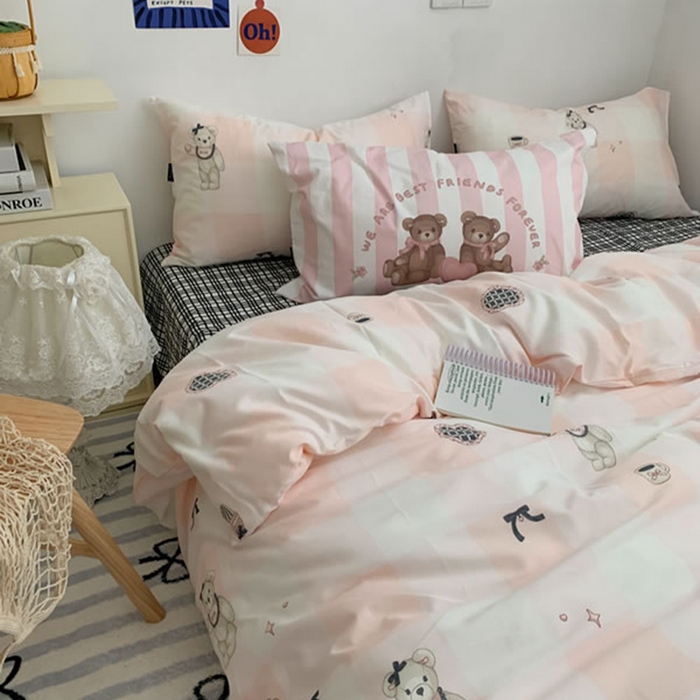 91家纺网 家纺一手货源 找家纺 （总）柚可家居 2024新款40支纯棉活性印花四件套-小熊系列-实拍图第二组