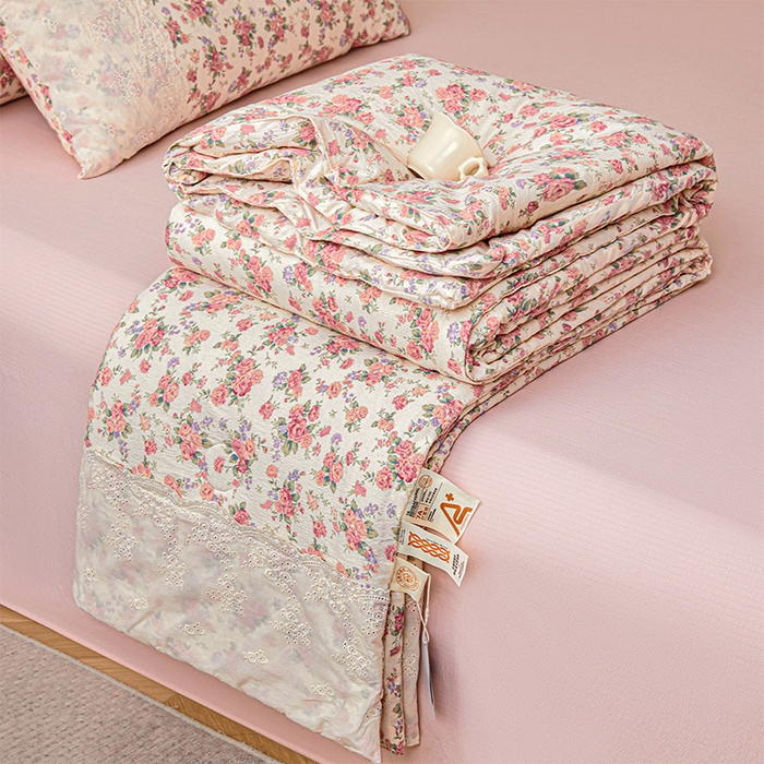 91家纺网 家纺一手货源 找家纺 （总）Mata蔓塔家 2025新款春夏季蕾丝包边三件套夏被四件套