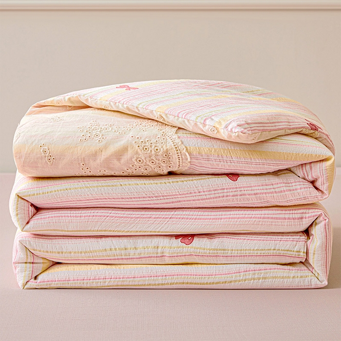 Mata蔓塔家 2025新款春夏季蕾丝包边夏被三件套四件套 彩虹