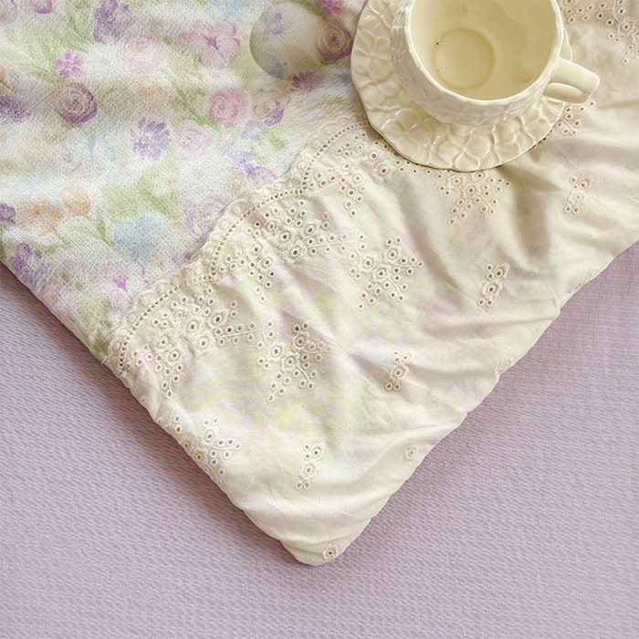 91家纺网 家纺一手货源 找家纺 Mata蔓塔家 2025新款春夏季蕾丝包边夏被三件套四件套 彩绘