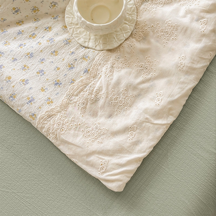 91家纺网 家纺一手货源 找家纺 Mata蔓塔家 2025新款春夏季蕾丝包边夏被三件套四件套 芊眠