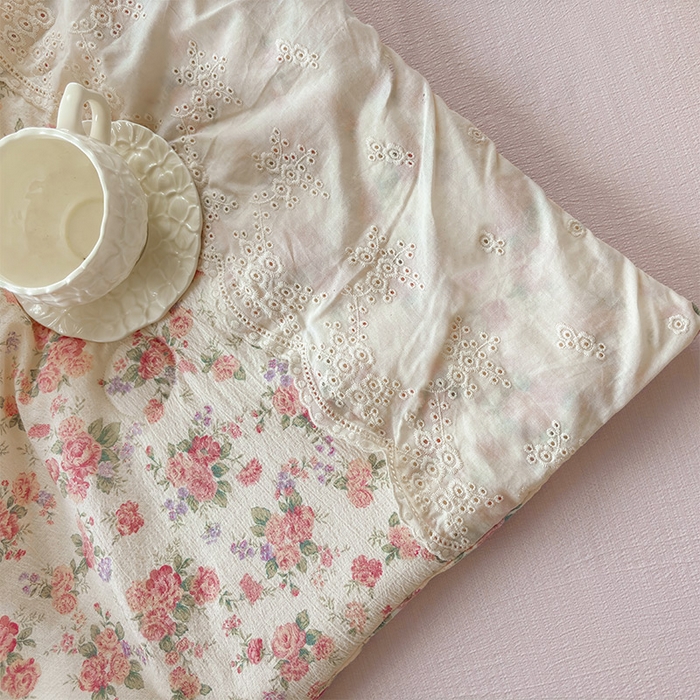 91家纺网 家纺一手货源 找家纺 Mata蔓塔家 2025新款春夏季蕾丝包边夏被三件套四件套 挽江