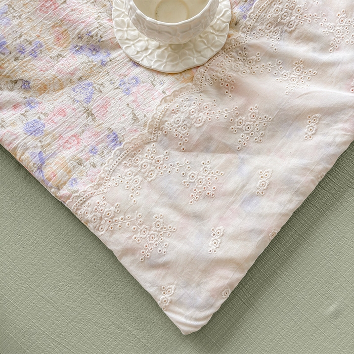 91家纺网 家纺一手货源 找家纺 Mata蔓塔家 2025新款春夏季蕾丝包边夏被三件套四件套 夏末玫瑰