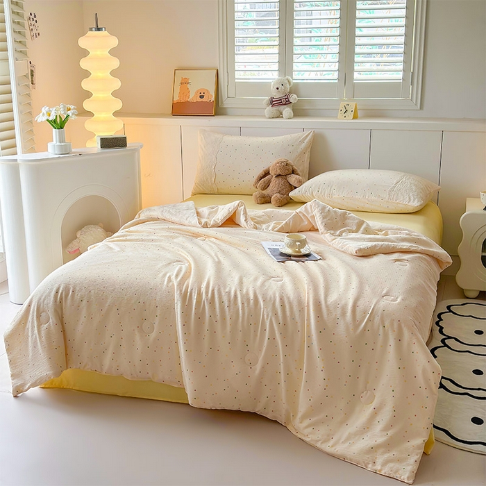 91家纺网 家纺一手货源 找家纺 Mata蔓塔家 2025新款春夏季蕾丝包边夏被三件套四件套 小豆丁