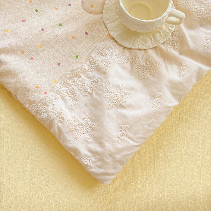 91家纺网 家纺一手货源 找家纺 Mata蔓塔家 2025新款春夏季蕾丝包边夏被三件套四件套 小豆丁