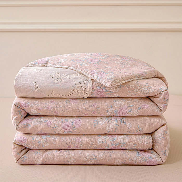 Mata蔓塔家 2025新款春夏季蕾丝包边夏被三件套四件套 遇见春