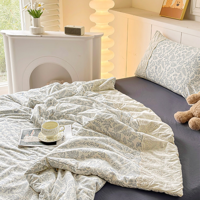 91家纺网 家纺一手货源 找家纺 Mata蔓塔家 2025新款春夏季蕾丝包边夏被三件套四件套 紫黛