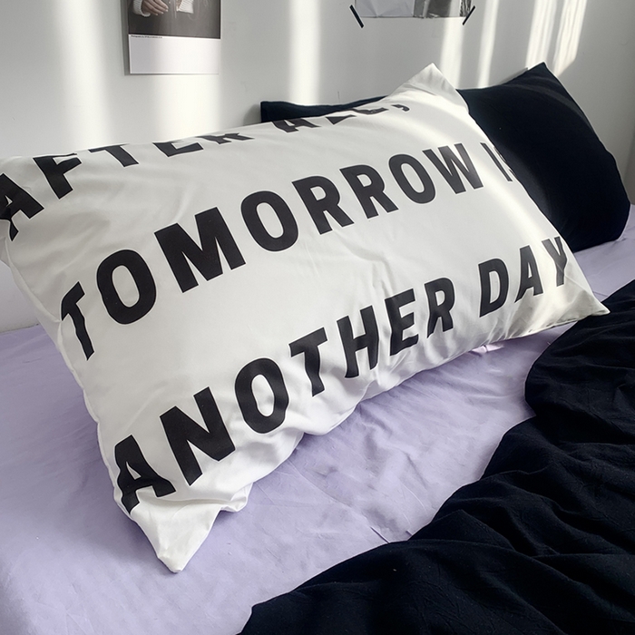 91家纺网 家纺一手货源 找家纺 柚可家居 2024新款定版枕套水洗棉四件套 蒂克 黑紫+紫