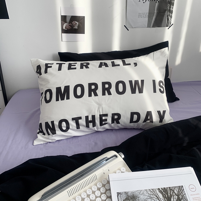 91家纺网 家纺一手货源 找家纺 柚可家居 2024新款定版枕套水洗棉四件套 蒂克 黑紫+紫