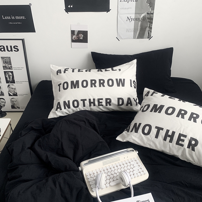 91家纺网 家纺一手货源 找家纺 柚可家居 2024新款定版枕套水洗棉四件套 黑骑士