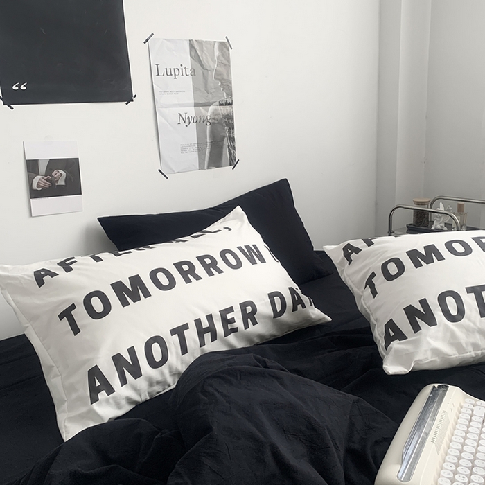 91家纺网 家纺一手货源 找家纺 柚可家居 2024新款定版枕套水洗棉四件套 黑骑士