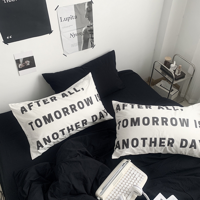 91家纺网 家纺一手货源 找家纺 柚可家居 2024新款定版枕套水洗棉四件套 黑骑士