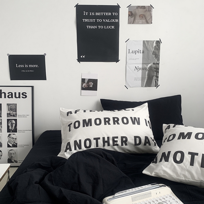 91家纺网 家纺一手货源 找家纺 柚可家居 2024新款定版枕套水洗棉四件套 黑骑士