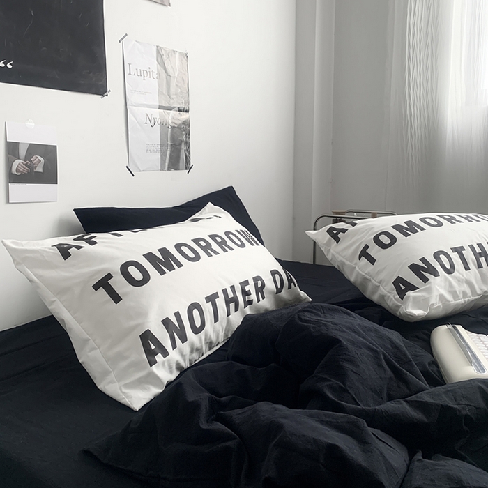 91家纺网 家纺一手货源 找家纺 柚可家居 2024新款定版枕套水洗棉四件套 黑骑士