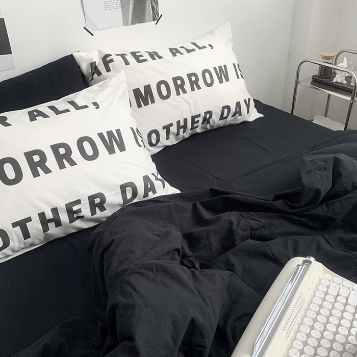 91家纺网 家纺一手货源 找家纺 柚可家居 2024新款定版枕套水洗棉四件套 黑骑士