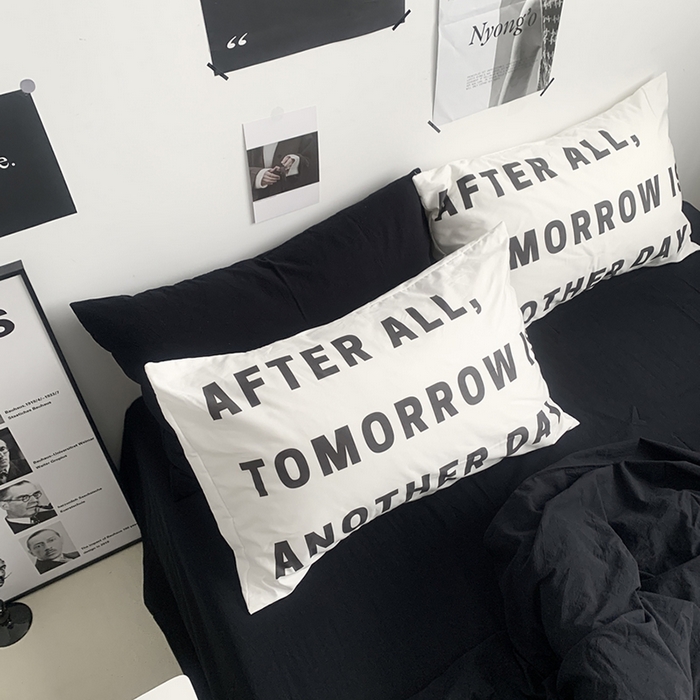 91家纺网 家纺一手货源 找家纺 柚可家居 2024新款定版枕套水洗棉四件套 黑骑士