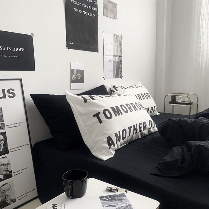 91家纺网 家纺一手货源 找家纺 柚可家居 2024新款定版枕套水洗棉四件套 黑骑士