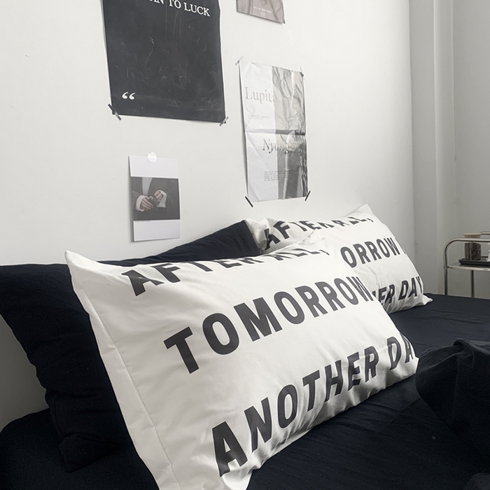 91家纺网 家纺一手货源 找家纺 柚可家居 2024新款定版枕套水洗棉四件套 黑骑士