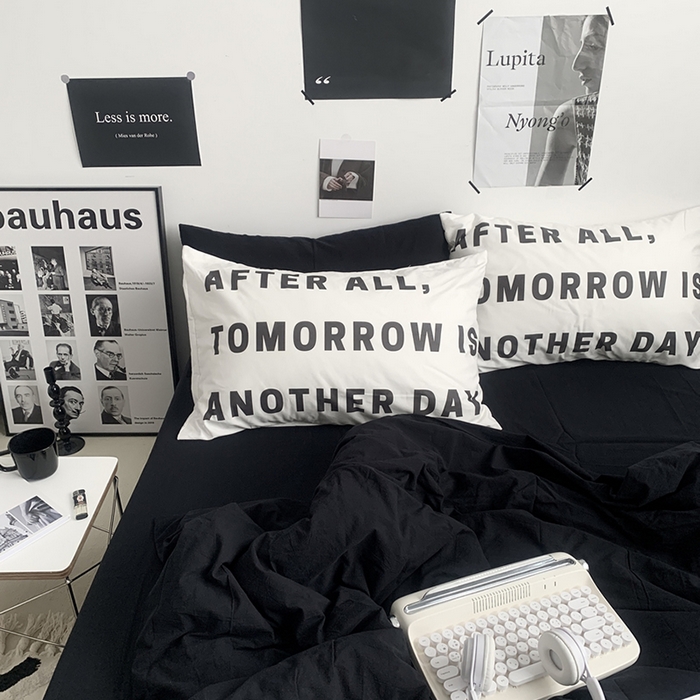 91家纺网 家纺一手货源 找家纺 柚可家居 2024新款定版枕套水洗棉四件套 黑骑士