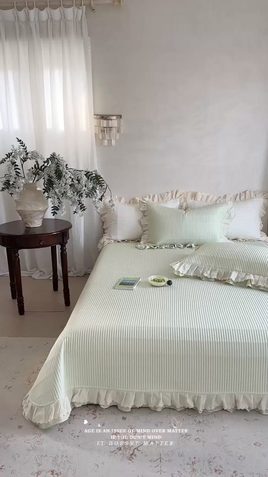 91家纺网 家纺一手货源 找家纺 （总）琳可家居 2025新款轻法系列双层花边100%莱赛尔纤维床盖三件套可搭配同款被套（提供买家秀）