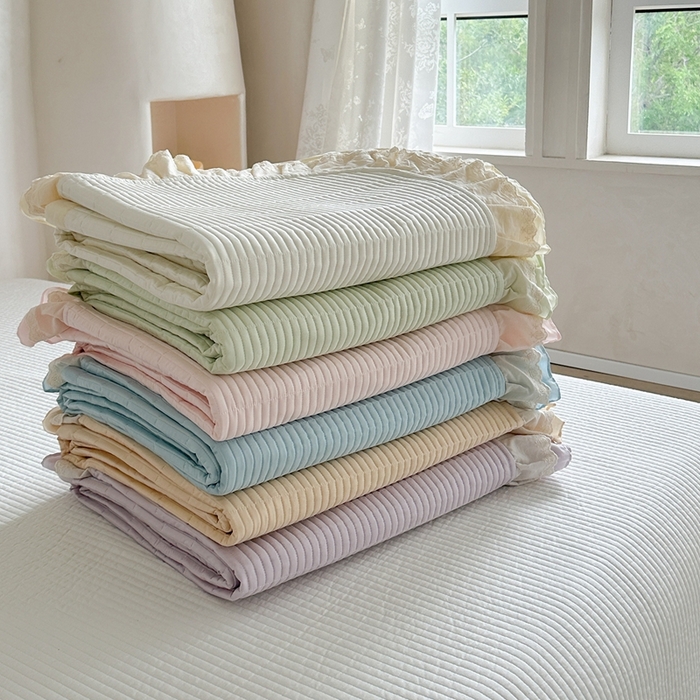 琳可家居 2025新款轻法系列双层花边100%莱赛尔纤维床盖三件套可搭配同款被套（提供买家秀） 组合图仅供参考