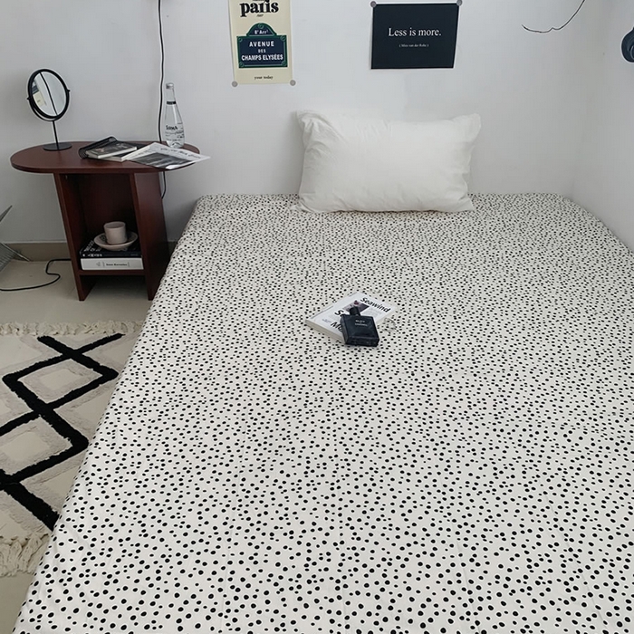 91家纺网 家纺一手货源 找家纺 柚可家居 2024新款40支斜纹133*72纯棉斜纹印花单床单床笠2 点点