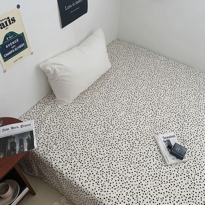 91家纺网 家纺一手货源 找家纺 柚可家居 2024新款40支斜纹133*72纯棉斜纹印花单床单床笠2 点点