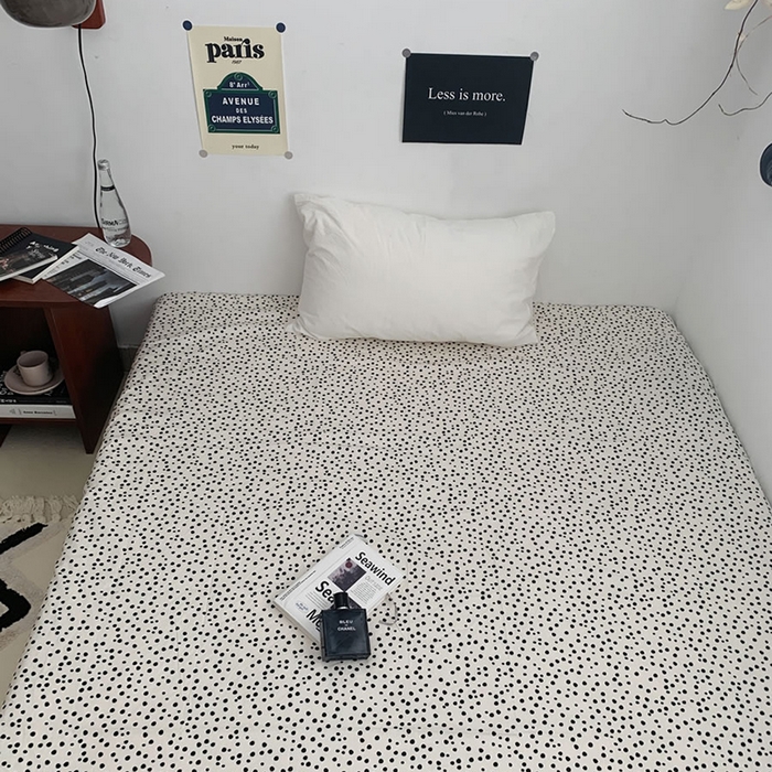 91家纺网 家纺一手货源 找家纺 柚可家居 2024新款40支斜纹133*72纯棉斜纹印花单床单床笠2 点点