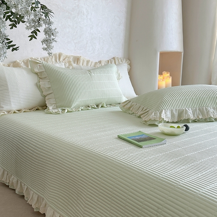 91家纺网 家纺一手货源 找家纺 （总）琳可家居 2025新款轻法系列双层花边100%莱赛尔纤维床盖三件套可搭配同款被套（提供买家秀）