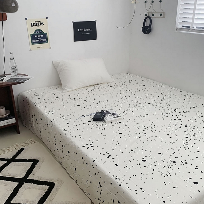 91家纺网 家纺一手货源 找家纺 柚可家居 2024新款40支斜纹133*72纯棉斜纹印花单床单床笠2 墨点