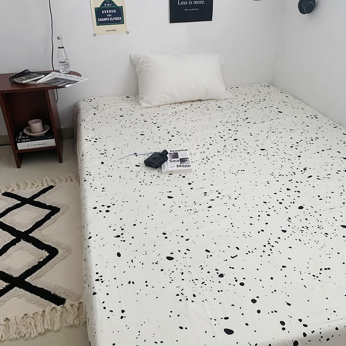 91家纺网 家纺一手货源 找家纺 柚可家居 2024新款40支斜纹133*72纯棉斜纹印花单床单床笠2 墨点