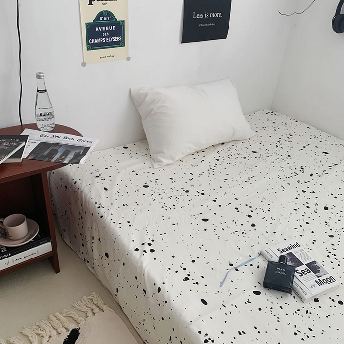 91家纺网 家纺一手货源 找家纺 柚可家居 2024新款40支斜纹133*72纯棉斜纹印花单床单床笠2 墨点