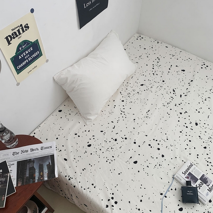 91家纺网 家纺一手货源 找家纺 柚可家居 2024新款40支斜纹133*72纯棉斜纹印花单床单床笠2 墨点