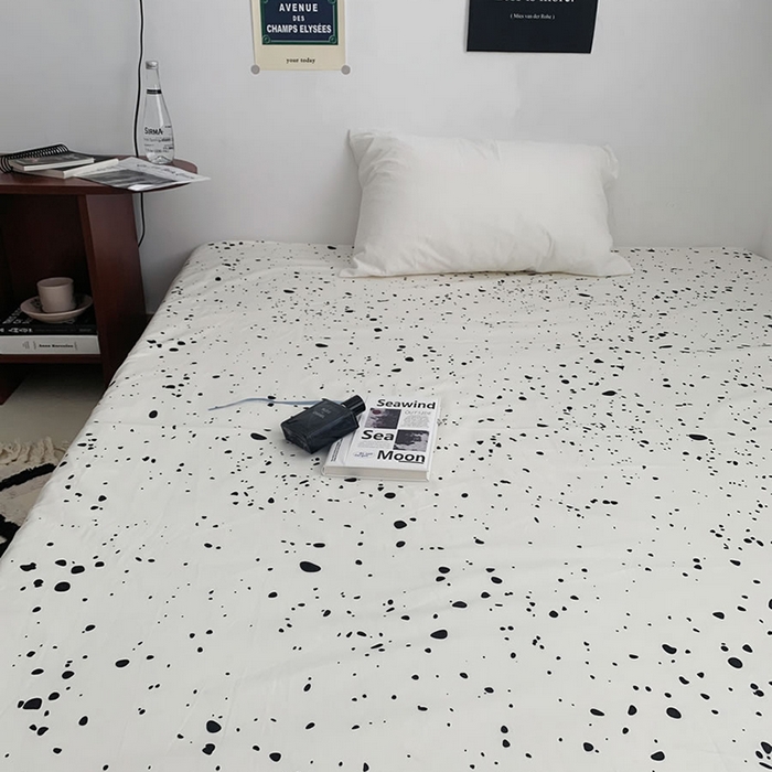 91家纺网 家纺一手货源 找家纺 柚可家居 2024新款40支斜纹133*72纯棉斜纹印花单床单床笠2 墨点