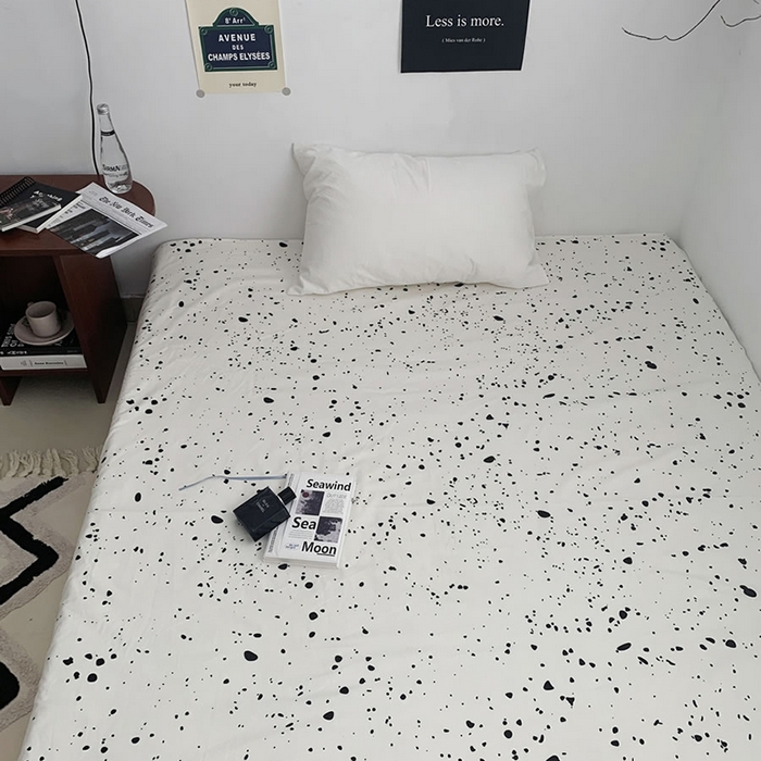 91家纺网 家纺一手货源 找家纺 柚可家居 2024新款40支斜纹133*72纯棉斜纹印花单床单床笠2 墨点