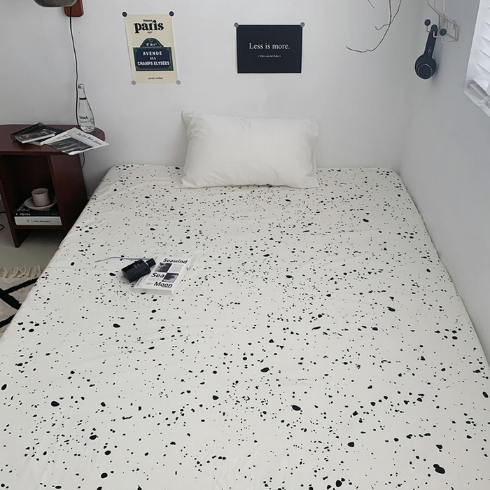 91家纺网 家纺一手货源 找家纺 柚可家居 2024新款40支斜纹133*72纯棉斜纹印花单床单床笠2 墨点