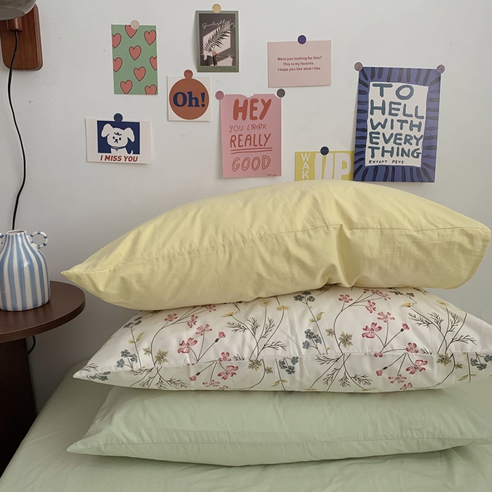 91家纺网 家纺一手货源 找家纺 柚可家居 2024秋季新款40支全棉斜纹四件套-小漫春 小时光-果绿