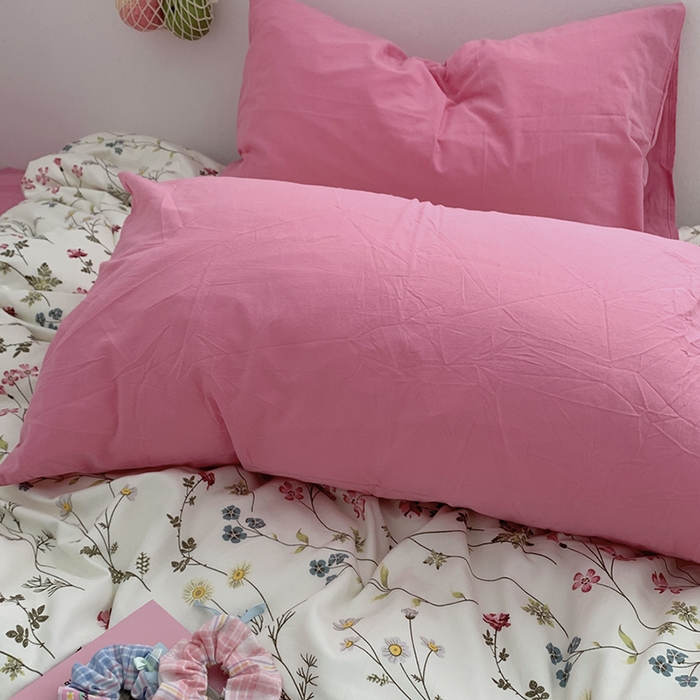 91家纺网 家纺一手货源 找家纺 柚可家居 2024秋季新款40支全棉斜纹四件套-小漫春 小时光-桃红