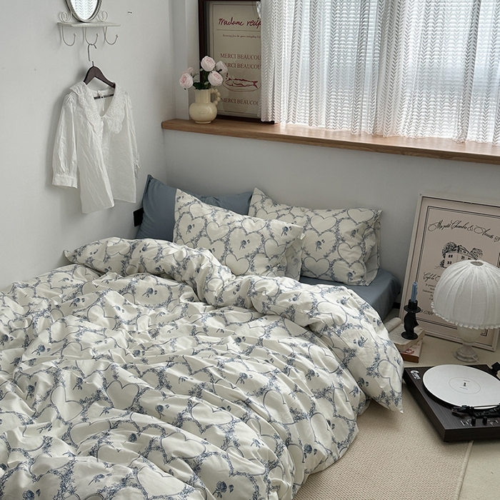 柚可家居 2024秋季新款40支全棉斜纹四件套-小漫春 海洋之心