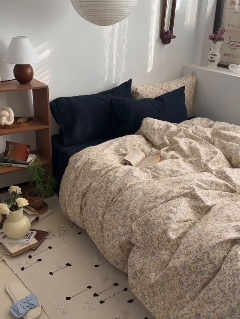 91家纺网 家纺一手货源 找家纺 柚可家居 2024秋季新款40支全棉斜纹四件套-小漫春 秋意浓