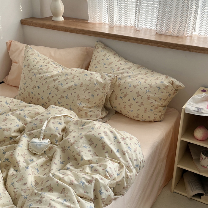 91家纺网 家纺一手货源 找家纺 柚可家居 2024秋季新款40支全棉斜纹四件套-小漫春 贝拉兔兔