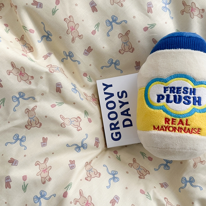 91家纺网 家纺一手货源 找家纺 柚可家居 2024秋季新款40支全棉斜纹四件套-小漫春 恋糖兔兔