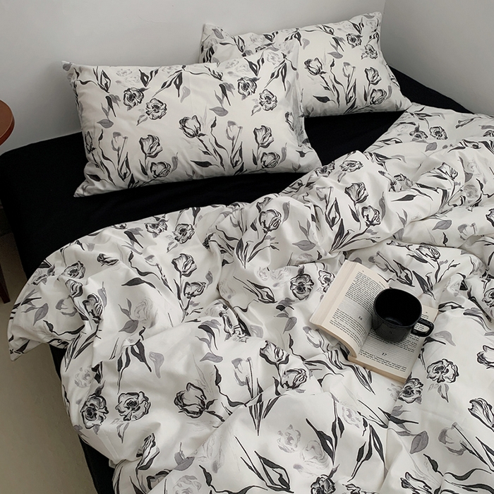 91家纺网 家纺一手货源 找家纺 柚可家居 2024秋季新款40支全棉斜纹四件套-小漫春 赫本玫瑰