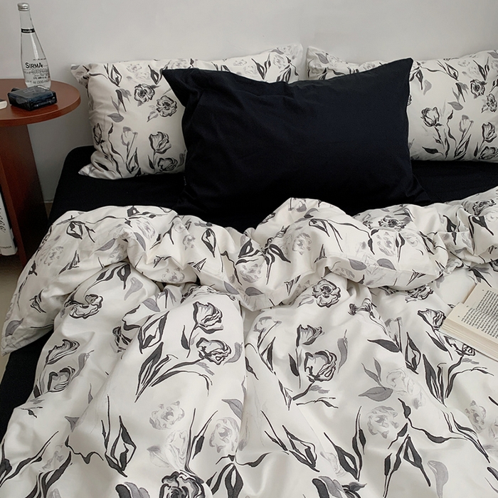 91家纺网 家纺一手货源 找家纺 柚可家居 2024秋季新款40支全棉斜纹四件套-小漫春 赫本玫瑰