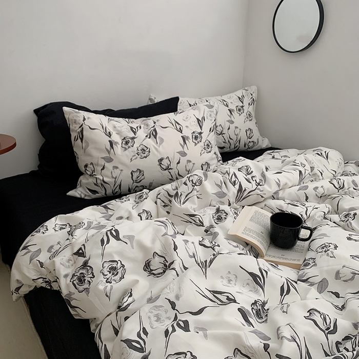 91家纺网 家纺一手货源 找家纺 柚可家居 2024秋季新款40支全棉斜纹四件套-小漫春 赫本玫瑰