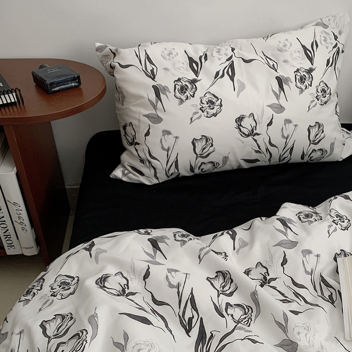 91家纺网 家纺一手货源 找家纺 柚可家居 2024秋季新款40支全棉斜纹四件套-小漫春 赫本玫瑰