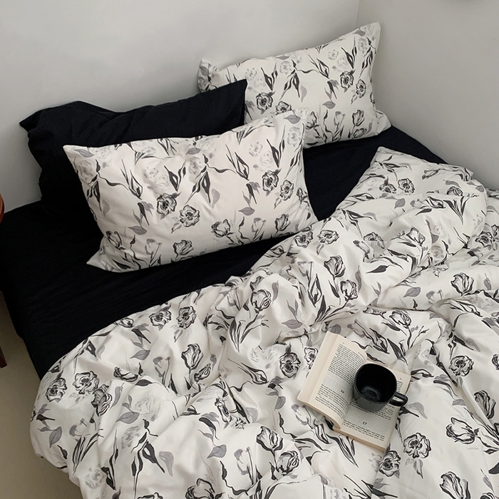 91家纺网 家纺一手货源 找家纺 柚可家居 2024秋季新款40支全棉斜纹四件套-小漫春 赫本玫瑰