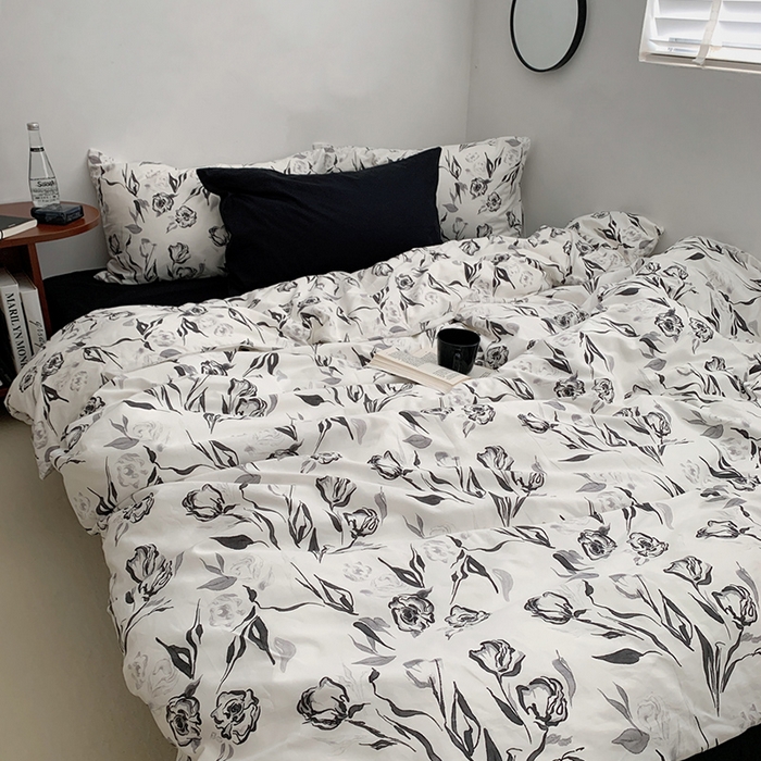 91家纺网 家纺一手货源 找家纺 柚可家居 2024秋季新款40支全棉斜纹四件套-小漫春 赫本玫瑰